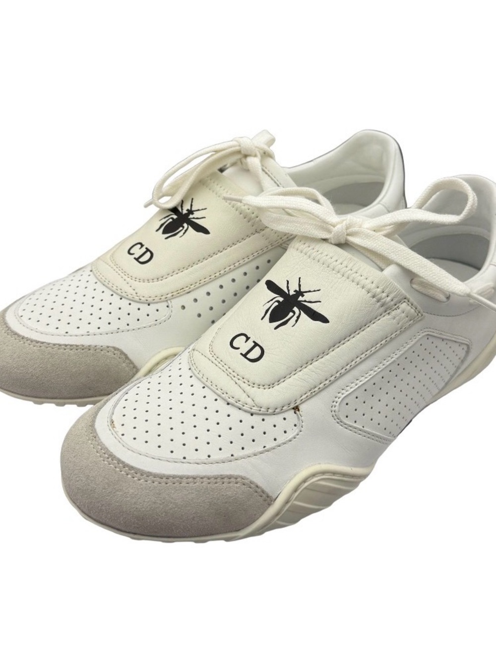 Authentic Christian Dior Logo White Leather & Suede Sneakers